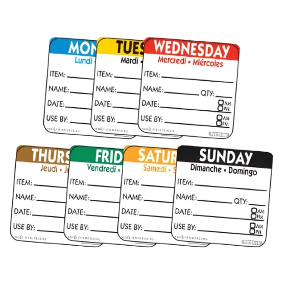 Colour Coded Waterproof Food Labels